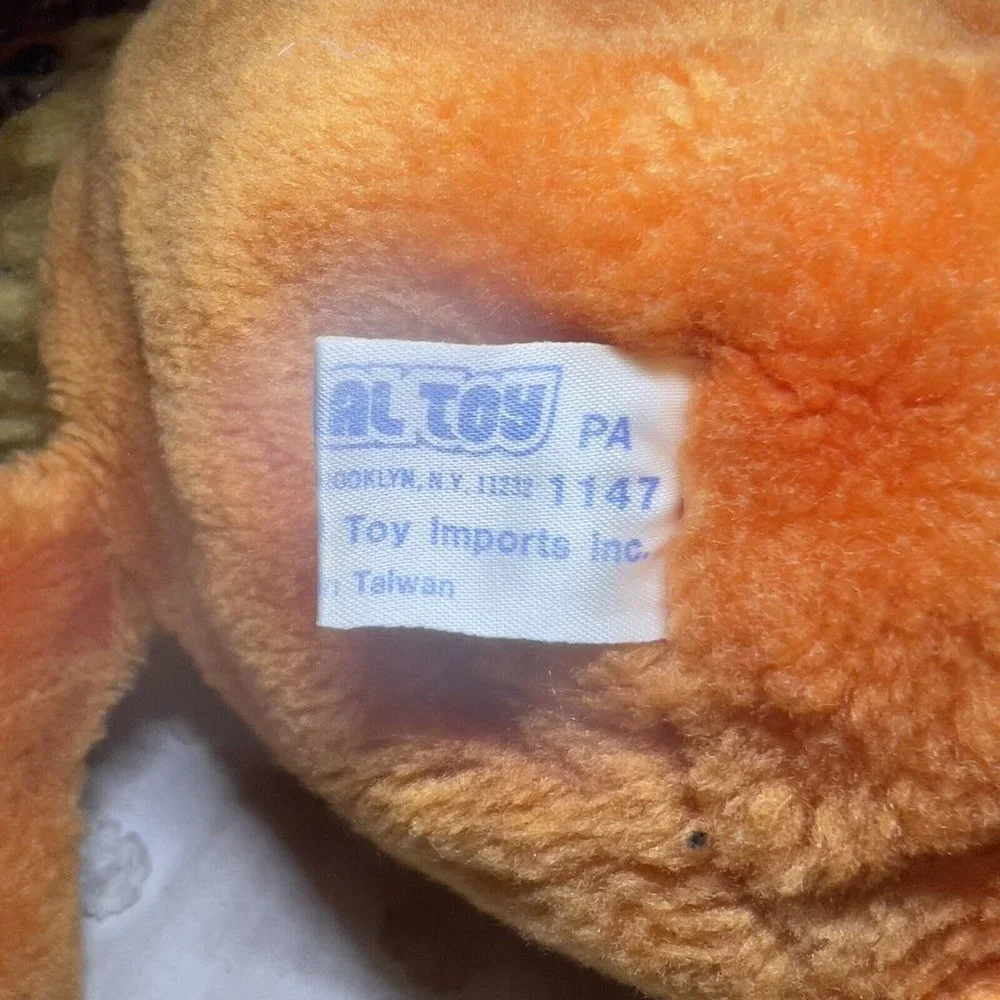 Vintage 1985‎ Animal Toy Imports Orange Rubber Face Plush Stuffed Animal Rare